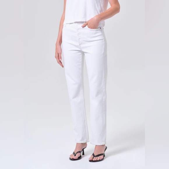 Agolde Denim - AGOLDE 100% Cotton 90'S PINCH WAIST HIGH RISE STRAIGHT MARSHMALLOW white 28